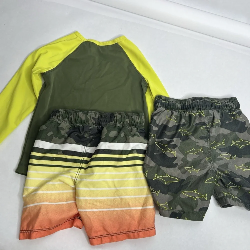 Old Navy Toddler Boys Long Sleeve Rash Guard Swim Trunks Set Size 2T Lot